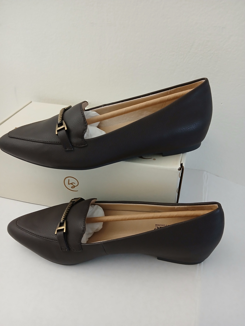 Life Stride Women's Dark Chocle Pointed Toe Loafers with Gold Accent $22 - Picture 7 of 10